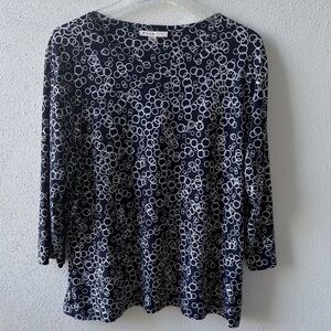 JM Collection Navy Blue 3/4 Sleeve Popover Top Size 1X Round Neck Office Teacher